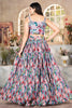 Pretty Multi-Color Digital Printed Organza Lehenga Choli With Dupatta