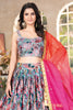 Pretty Multi-Color Digital Printed Organza Lehenga Choli With Dupatta