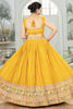 Glorious Mustard Yellow Embroidered Georgette Haldi Wear Lehenga Choli