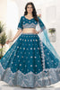 Fabulous Teal Blue Embroidered Georgette Wedding Lehenga Choli