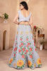 Astonishing Grey Sequins Georgette Wedding Lehenga Choli With Dupatta