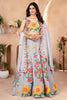 Astonishing Grey Sequins Georgette Wedding Lehenga Choli With Dupatta