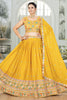 Glorious Mustard Yellow Embroidered Georgette Haldi Wear Lehenga Choli