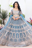 Pretty Sky-Blue Sequins Net Reception Wear Lehenga Choli With Dupatta