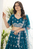 Fabulous Teal Blue Embroidered Georgette Wedding Lehenga Choli