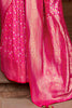 Awesome Pink Zari Weaving Silk Event Wear Saree With Blouse