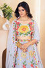 Astonishing Grey Sequins Georgette Wedding Lehenga Choli With Dupatta