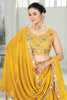 Glorious Mustard Yellow Embroidered Georgette Haldi Wear Lehenga Choli
