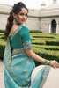 Alluring Turquoise Blue Heavy Border Work Tissue Silk Event Wear Saree