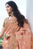 Striking Peach Zari Woven Organza Silk Function Wear Saree With Blouse