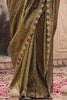 Dazzling Olive Green Lace Work Tissue Silk Festival Wear Saree