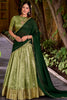 Precious Green Zari Weaving Silk Traditional Half Saree Lehenga