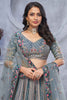 Marvelous Grey Sequins Organza Silk Bridesmaid Lehenga Choli