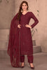 Wonderful Maroon Sequins Georgette Palazzo Suit With Dupatta