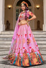 Stunning Pink Printed Art Silk Wedding Lehenga Choli With Dupatta