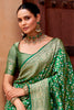 Marvelous Green Zari Weaving Silk Mehendi Wear Saree With Blouse