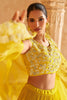 Beautiful Yellow Hand Work Chinon Haldi Wear Lehenga Choli With Jacket