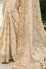 Astonishing Beige Heavy Embroidery Work Tissue Silk Wedding Wear Saree