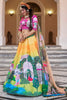 Amazing Yellow Printed Art Silk Bridesmaid Lehenga Choli With Dupatta