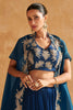 Marvelous Blue Hand Work Chinon Party Wear Lehenga Choli With Jacket