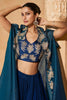 Marvelous Blue Hand Work Chinon Lehenga Choli With Jacket