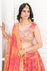 Fantastic Orange Digital Printed Silk Wedding Lehenga Choli With Dupatta