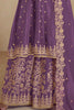 Alluring Purple Embroidered Chinon Function Wear Palazzo Suit