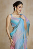 Alluring Sky Blue Digital Printed Silk Wedding Wear Saree With Blouse