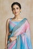 Alluring Sky Blue Digital Printed Silk Wedding Wear Saree With Blouse