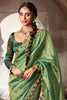 Spectacular Green Zari Work Tissue Silk Function Wear Saree