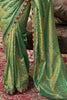 Spectacular Green Zari Work Tissue Silk Function Wear Saree