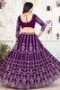 Wonderful Purple Sequins Georgette Wedding Lehenga Choli With Dupatta