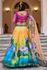 Amazing Yellow Printed Art Silk Bridesmaid Lehenga Choli With Dupatta