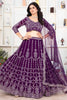 Wonderful Purple Sequins Georgette Wedding Lehenga Choli With Dupatta