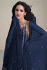 Awesome Navy-Blue Embroidered Silk Dhoti Suit With Dupatta