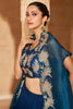 Marvelous Blue Hand Work Chinon Lehenga Choli With Jacket