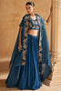 Marvelous Blue Hand Work Chinon Lehenga Choli With Jacket