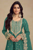 Glamorous Green Embroidered Chinon Wedding Wear Palazzo Suit