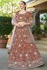 Amazing Brown Sequins Tissue Silk Wedding Wear Lehenga Choli