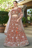 Amazing Brown Sequins Tissue Silk Wedding Wear Lehenga Choli