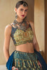 Attractive Navy Blue Bandhani Print Silk Wedding Wear Lehenga Choli