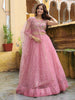 Precious Pink Sequins Net Bridesmaid Lehenga Choli With Dupatta