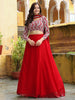 Stunning Red Sequins Georgette Party Wear Lehenga Choli With Dupatta