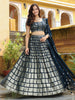 Wonderful Teal Blue Embroidered Georgette Wedding Wear Lehenga Choli