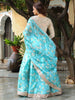 Stunning Sky Blue Floral Print Organza Wedding Lehenga Choli 