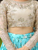 Stunning Sky Blue Floral Print Organza Wedding Lehenga Choli 