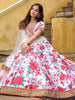 Bewitching Off-White Floral Printed Art Silk Lehenga Choli With Dupatta
