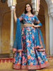 Amazing Blue Floral Printed Art Silk Sangeet Wear Lehenga Choli