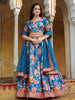 Amazing Blue Floral Printed Art Silk Sangeet Wear Lehenga Choli