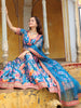 Amazing Blue Floral Printed Art Silk Sangeet Wear Lehenga Choli